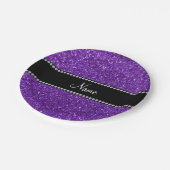 Assiettes En Carton Parties scintillantes pourpres nommées (Angle)