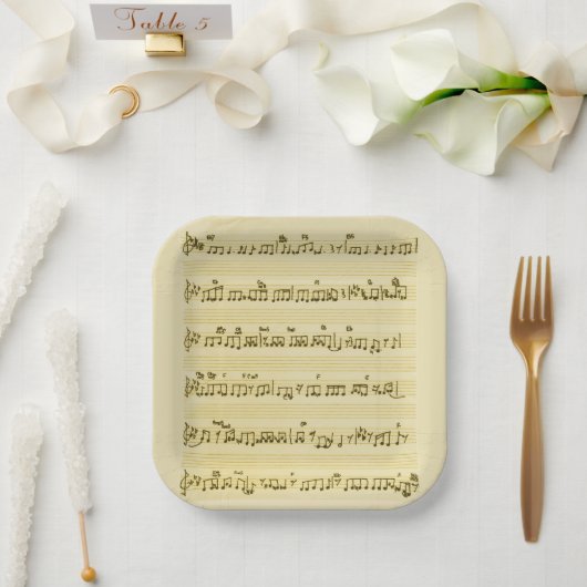 Assiettes En Carton Partition manuscrite Notes de chansons Antique Ivo (Mariage)