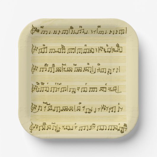 Assiettes En Carton Partition manuscrite Notes de chansons Antique Ivo (Recto)