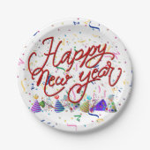 Assiettes En Carton Party Hats and Confetti New Years (Devant)