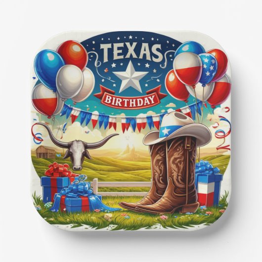 Assiettes En Carton Party Plates Texas Way (Recto)