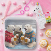 Assiettes En Carton Party Polar Bears Wearing Christmas Ugly Sweaters (Fête)