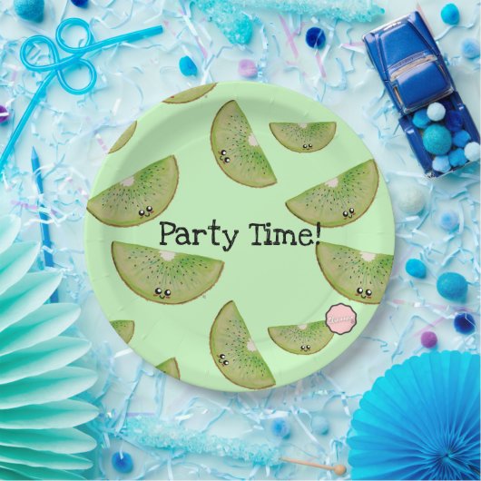 Assiettes En Carton Party Time! Plaques en papier Kawaii Kiwi (Fête)