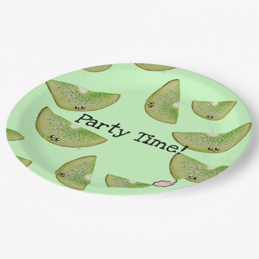 Assiettes En Carton Party Time! Plaques en papier Kawaii Kiwi (Angle)