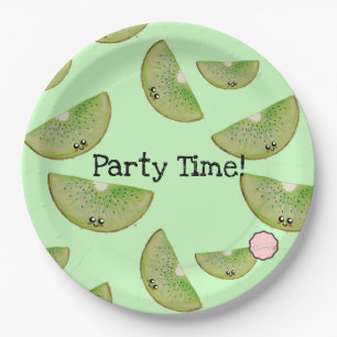 Assiettes En Carton Party Time! Plaques en papier Kawaii Kiwi