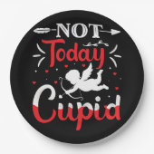 Assiettes En Carton Pas aujourd'hui Cupidé Drôle Saint Valentin (Devant)