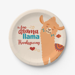 Assiettes En Carton Pas de drame Llama Thanksgiving Cream