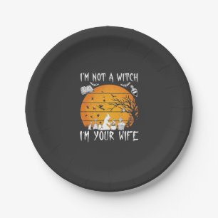 Assiettes En Carton Pas de femme sorcière Halloween Sunset Chaudron_1
