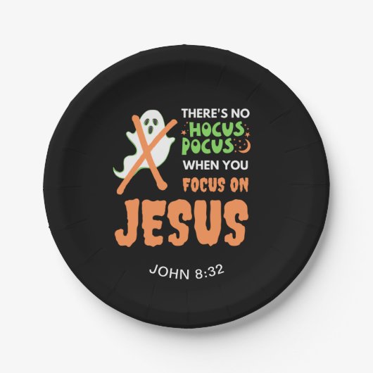 Assiettes En Carton PAS DE HOCUS POCUS Christian Halloween (Devant)