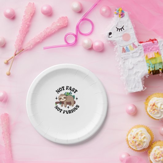 Assiettes En Carton Pas Rapide Pas Furieux Drôle Mignonne Sleepy Sloth (Fête)