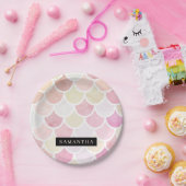 Assiettes En Carton Pastel Aquarelle Sirène Motif avec nom (Fête)