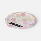 Assiettes En Carton Pastel Aquarelle Sirène Motif avec nom (Angle)