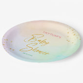 Assiettes En Carton Pastel arc-en-ciel ombre baby shower imprimé (Angle)