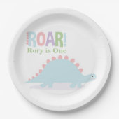 Assiettes En Carton Pastel Baby Dinosaures Roar fête d'anniversaire (Devant)