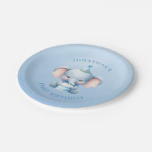 Assiettes En Carton Pastel Blue Elephant Anniversaire (Angle)