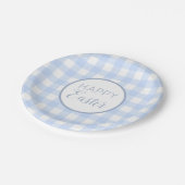 Assiettes En Carton Pastel Blue Happy Pâques Plaid Motif (Angle)
