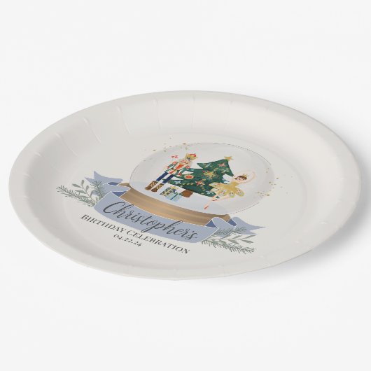 Assiettes En Carton Pastel Blue Nutcracker Noël fête d'anniversaire (Angle)