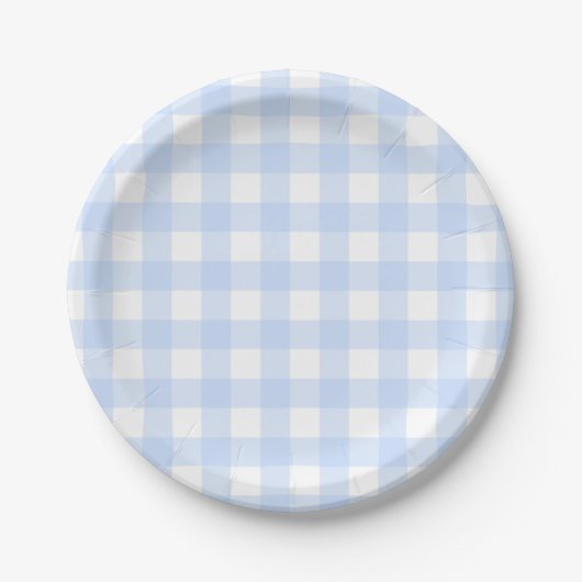 Assiettes En Carton Pastel Blue Pâques Plaid Motif (Devant)