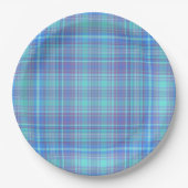 Assiettes En Carton Pastel Blue Plaid (Devant)