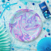 Assiettes En Carton Pastel Blue & Purple Marble Texture liquide (Fête)