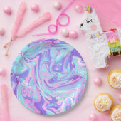 Assiettes En Carton Pastel Blue & Purple Marble Texture liquide (Fête)