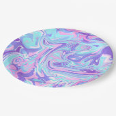 Assiettes En Carton Pastel Blue & Purple Marble Texture liquide (Angle)
