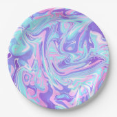 Assiettes En Carton Pastel Blue & Purple Marble Texture liquide (Devant)