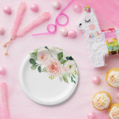 Assiettes En Carton Pastel Blush Joli Mariage floral rose (Fête)