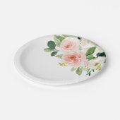 Assiettes En Carton Pastel Blush Joli Mariage floral rose (Angle)