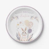 Assiettes En Carton Pastel Boho Rabbit et Ballons Anniversaire (Devant)