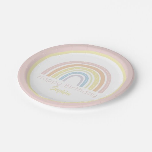 Assiettes En Carton Pastel Boho Rainbow (Angle)