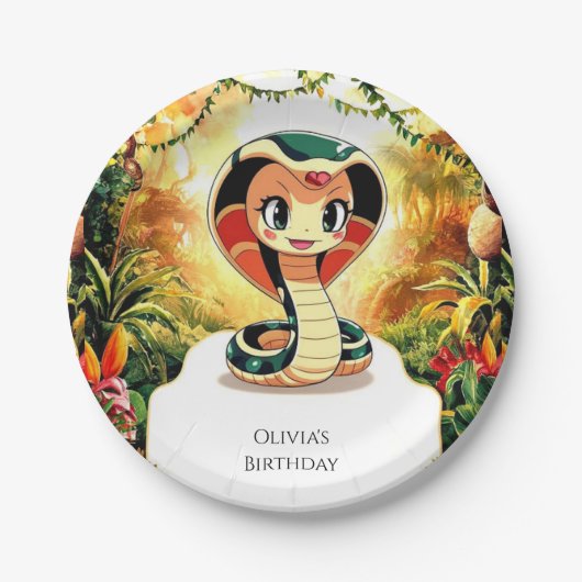 Assiettes En Carton Pastel Boho Snake Anniversaire (Devant)