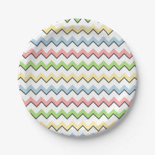 Assiettes En Carton Pastel Chevron-Drop Shadow par Shirley Taylor