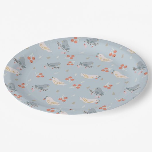 Assiettes En Carton Pastel Christmas Birds Motif sans couture (Angle)