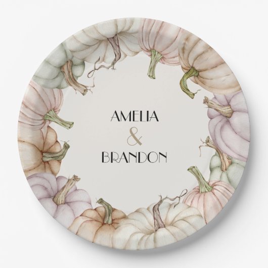 Assiettes En Carton Pastel Citrouille Fall (Devant)