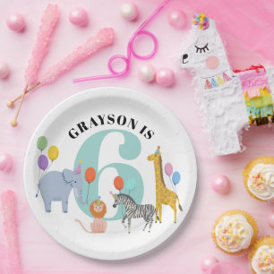 Assiettes En Carton Pastel Colours Anniversaire Fête Safari Animaux