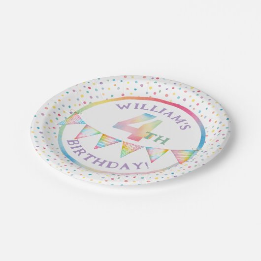 Assiettes En Carton Pastel Confetti 4e Plaques de fête d'anniversaire (Angle)