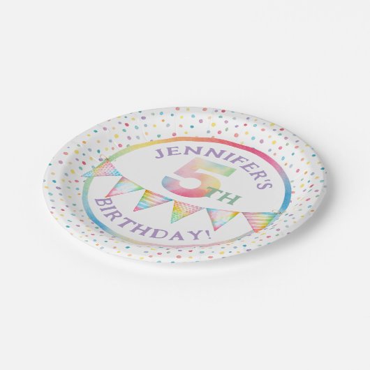 Assiettes En Carton Pastel Confetti 5e Plaques de fête d'anniversaire (Angle)