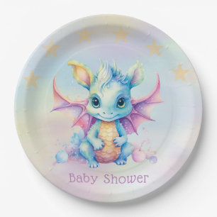 Assiettes En Carton Pastel Cute Dragon Girl Baby shower