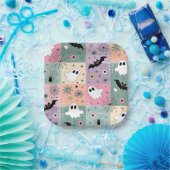 Assiettes En Carton Pastel Cute Halloween Éffrayant À damiers (Fête)