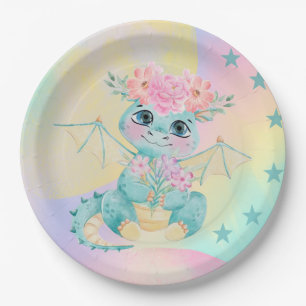 Assiettes En Carton Pastel Cute Little Dragon Anniversaire/Baby shower