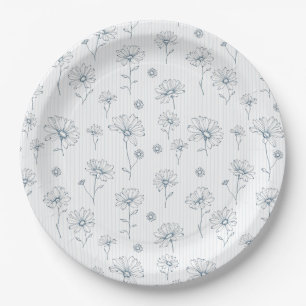 Assiettes En Carton Pastel Daisy Art en ligne à rayures (2)