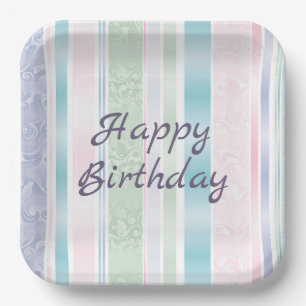 Assiettes En Carton Pastel Damask Pour Anniversaire