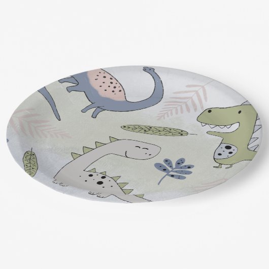 Assiettes En Carton Pastel Dinosaur (Angle)