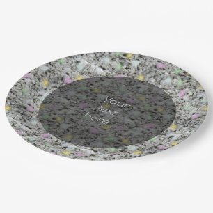 Assiettes En Carton Pastel en granit blanc doux pointe un texte