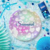 Assiettes En Carton Pastel Falling Hearts Personnalisé (Fête)