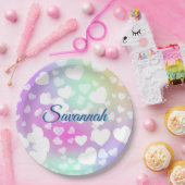 Assiettes En Carton Pastel Falling Hearts Personnalisé (Fête)