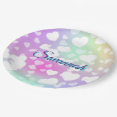 Assiettes En Carton Pastel Falling Hearts Personnalisé (Angle)