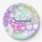 Assiettes En Carton Pastel Falling Hearts Personnalisé (Devant)
