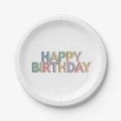 Assiettes En Carton  Pastel Felt Letters Happy Birthday (Devant)